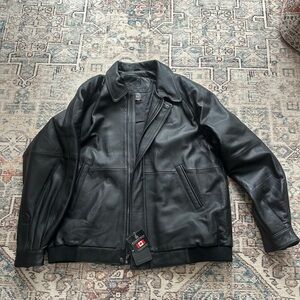 Stormtech Black Leather Bomber Jacket NWT